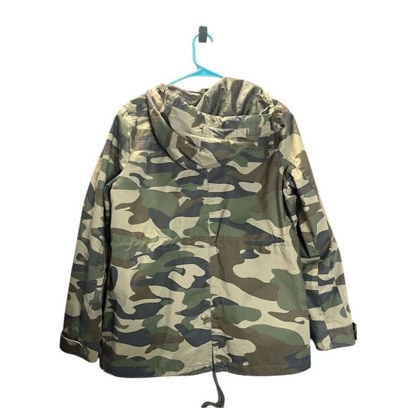 Unisex Camo Hooded Military Jacket Green XL Mid-Length Casual Utility - Picture 3 of 4